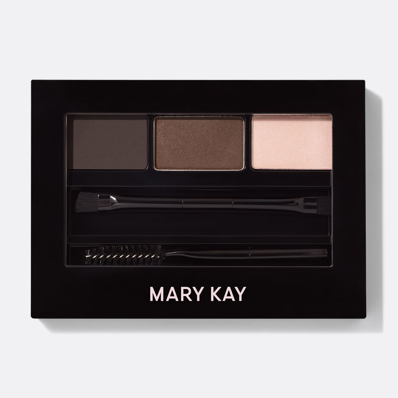 A closed compact of limited-edition Mary Kay Brow Kit in shade Dark Brunette against plain background image number null